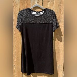 Vintage 90s Black Velvet Mini Dress Jacqueline Ferrar Size 14P